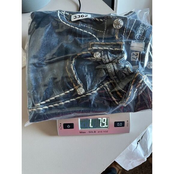 Miss Me Signature Boot Cut Bling Flap Pocket Medium Wash Jeans 27x29.5 *ALTERED* - Picture 16 of 16